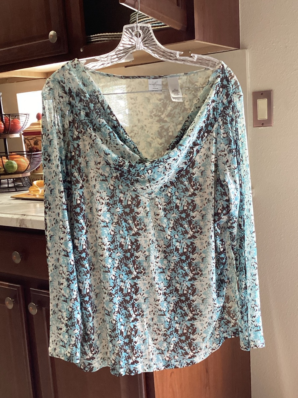 Emma James Blue & Brown Cowl Neck Long Sleeve Tunic
